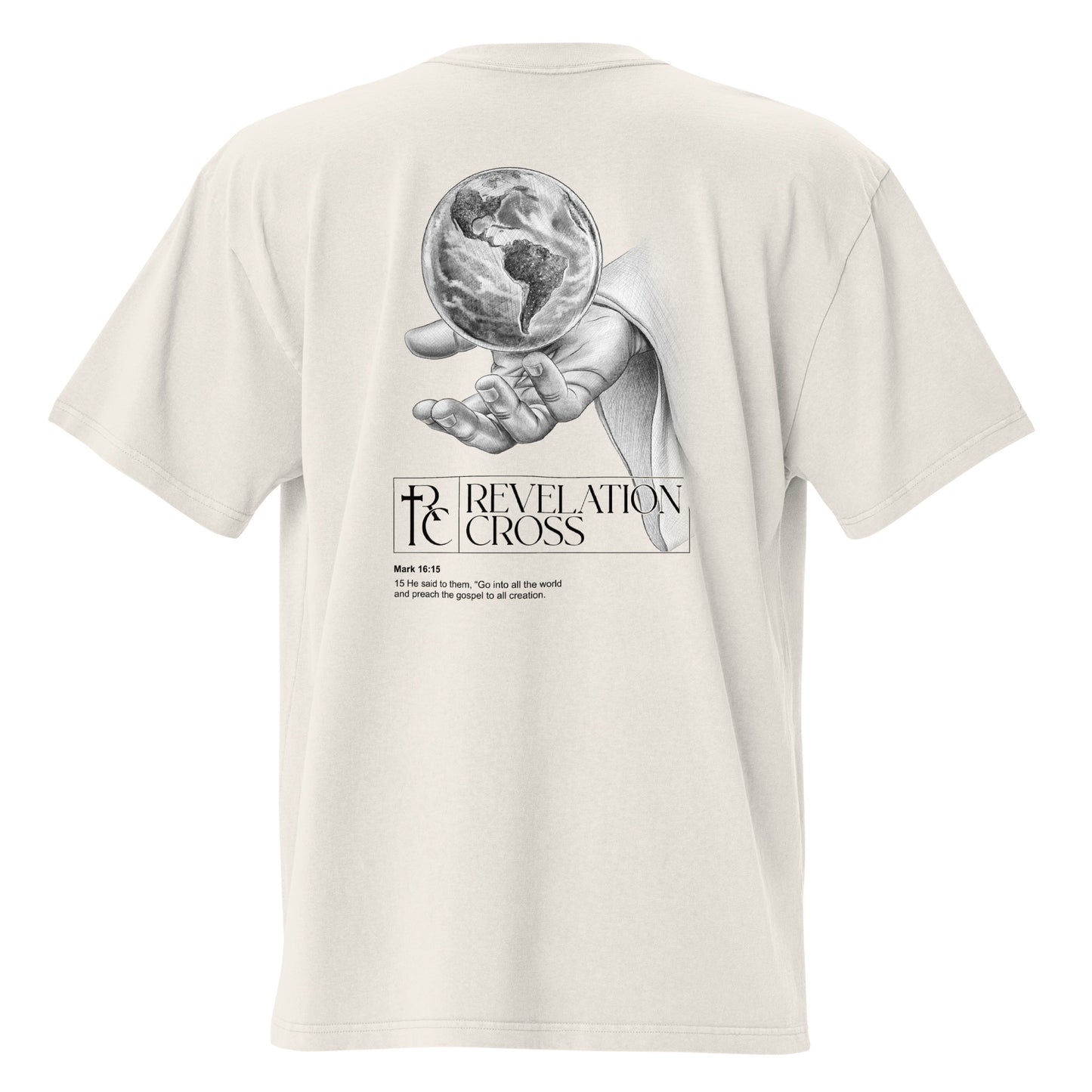 He's got the whole world in His hands Oversized faded t-shirt