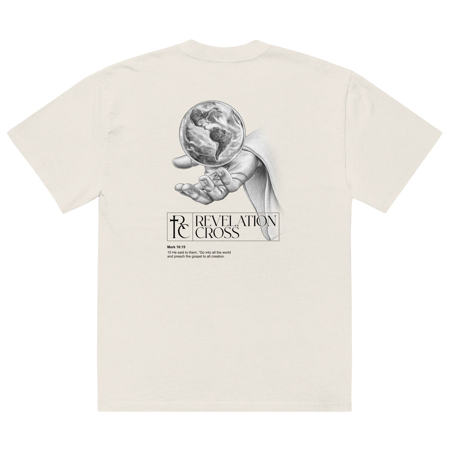 He's got the whole world in His hands Oversized faded t-shirt