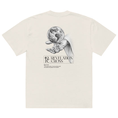 He's got the whole world in His hands Oversized faded t-shirt