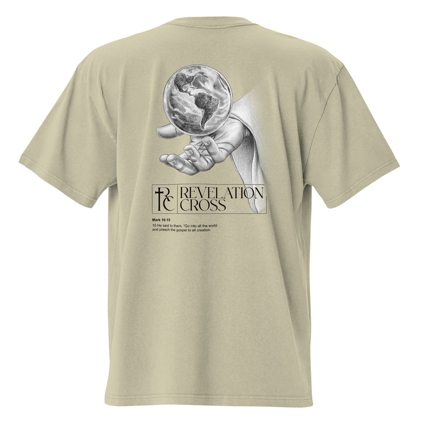 He's got the whole world in His hands Oversized faded t-shirt
