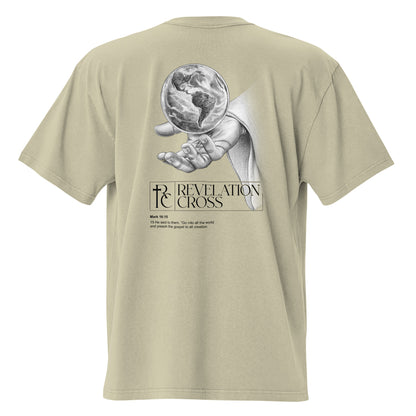 He's got the whole world in His hands Oversized faded t-shirt