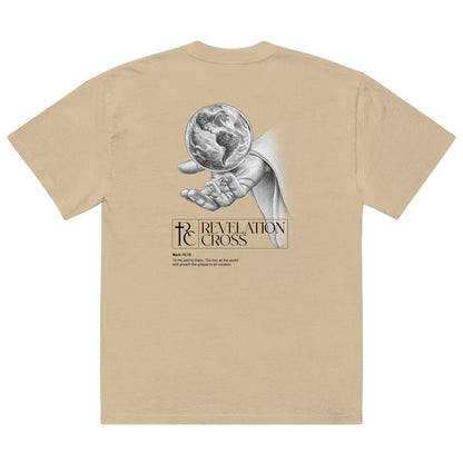 He's got the whole world in His hands Oversized faded t-shirt