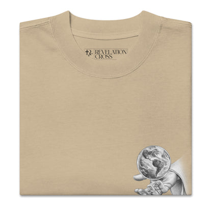 He's got the whole world in His hands Oversized faded t-shirt